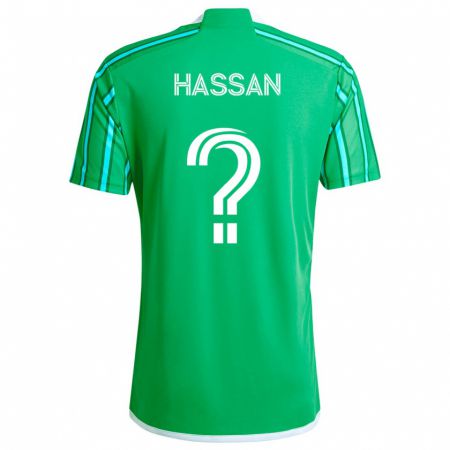 Kandiny Kinder Omar Hassan #0 Grün Weiß Heimtrikot Trikot 2024/25 T-Shirt