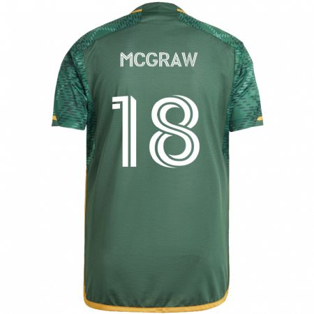 Kandiny Kinder Zac Mcgraw #18 Grün Orange Heimtrikot Trikot 2024/25 T-Shirt