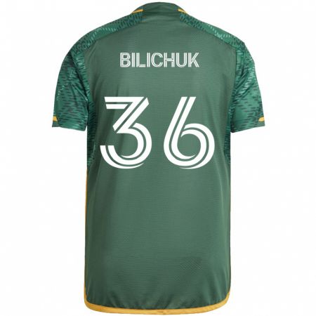 Kandiny Kinder Ryan Bilichuk #36 Grün Orange Heimtrikot Trikot 2024/25 T-Shirt