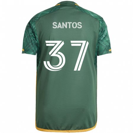 Kandiny Kinder Noah Santos #37 Grün Orange Heimtrikot Trikot 2024/25 T-Shirt