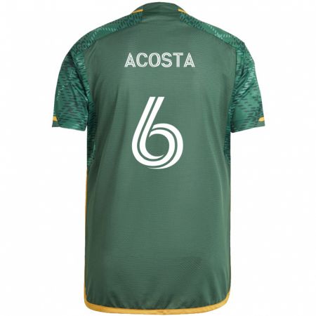 Kandiny Kinder Bryan Acosta #6 Grün Orange Heimtrikot Trikot 2024/25 T-Shirt