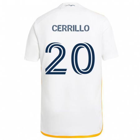 Kandiny Kinder Edwin Cerrillo #20 Weiß Gelb Heimtrikot Trikot 2024/25 T-Shirt