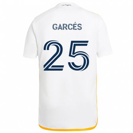 Kandiny Kinder Carlos Garcés #25 Weiß Gelb Heimtrikot Trikot 2024/25 T-Shirt