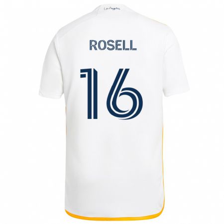 Kandiny Kinder Uri Rosell #16 Weiß Gelb Heimtrikot Trikot 2024/25 T-Shirt