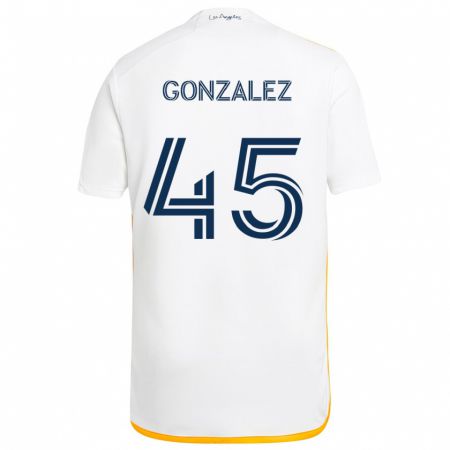 Kandiny Kinder Adrián González #45 Weiß Gelb Heimtrikot Trikot 2024/25 T-Shirt