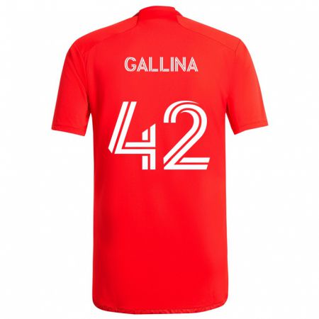 Kandiny Kinder Henrique Gallina #42 Rot-Weiss Heimtrikot Trikot 2024/25 T-Shirt