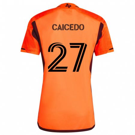 Kandiny Kinder Luis Caicedo #27 Orange Schwarz Heimtrikot Trikot 2024/25 T-Shirt