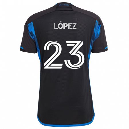 Kandiny Kinder Hernán López #23 Blau Schwarz Heimtrikot Trikot 2024/25 T-Shirt