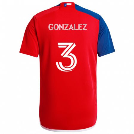 Kandiny Kinder Omar González #3 Blau Rot Heimtrikot Trikot 2024/25 T-Shirt