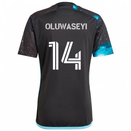 Kandiny Kinder Tani Oluwaseyi #14 Schwarz Blau Heimtrikot Trikot 2024/25 T-Shirt