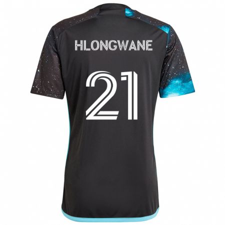 Kandiny Kinder Bongokuhle Hlongwane #21 Schwarz Blau Heimtrikot Trikot 2024/25 T-Shirt