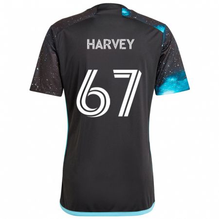 Kandiny Kinder Carlos Harvey #67 Schwarz Blau Heimtrikot Trikot 2024/25 T-Shirt