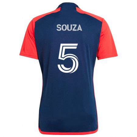 Kandiny Kinder Victor Souza #5 Blau Rot Heimtrikot Trikot 2024/25 T-Shirt