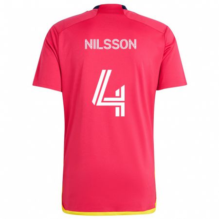 Kandiny Kinder Joakim Nilsson #4 Rot Blau Heimtrikot Trikot 2024/25 T-Shirt