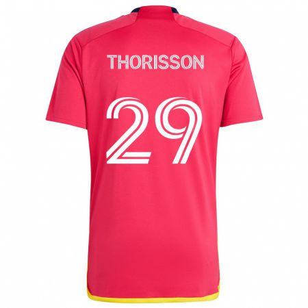 Kandiny Kinder Nökkvi Thórisson #29 Rot Blau Heimtrikot Trikot 2024/25 T-Shirt