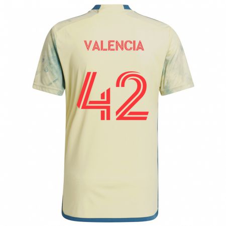 Kandiny Kinder Omar Valencia #42 Gelb Rot Blau Heimtrikot Trikot 2024/25 T-Shirt