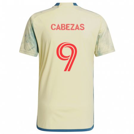 Kandiny Kinder Jorge Cabezas #9 Gelb Rot Blau Heimtrikot Trikot 2024/25 T-Shirt