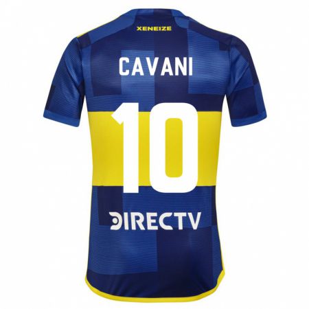 Kandiny Kinder Edinson Cavani #10 Blau Gelb Heimtrikot Trikot 2024/25 T-Shirt