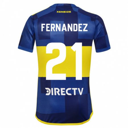 Kandiny Kinder Ezequiel Fernández #21 Blau Gelb Heimtrikot Trikot 2024/25 T-Shirt