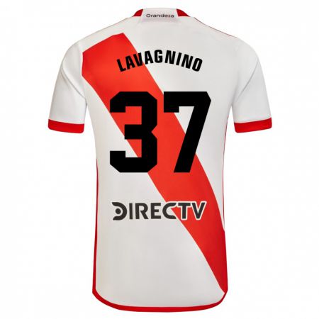 Kandiny Kinder Lucas Lavagnino #37 Weiß Rot Heimtrikot Trikot 2024/25 T-Shirt