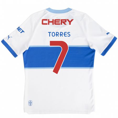 Kandiny Kinder Joaquín Torres #7 Weiß Blau Heimtrikot Trikot 2024/25 T-Shirt