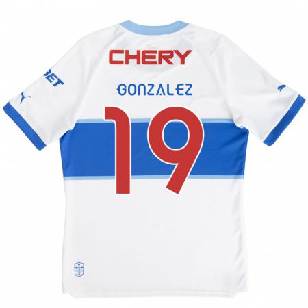 Kandiny Kinder Bryan González #19 Weiß Blau Heimtrikot Trikot 2024/25 T-Shirt