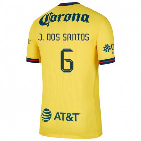 Kandiny Kinder Jonathan Dos Santos #6 Gelb Blau Heimtrikot Trikot 2024/25 T-Shirt