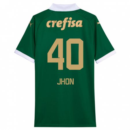 Kandiny Kinder Jhon Jhon #40 Grün Weiß Heimtrikot Trikot 2024/25 T-Shirt