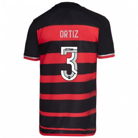 Kandiny Kinder Léo Ortiz #3 Rot Schwarz Heimtrikot Trikot 2024/25 T-Shirt