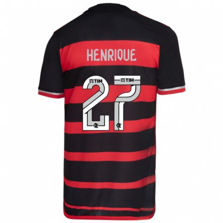 Kandiny Kinder Bruno Henrique #27 Rot Schwarz Heimtrikot Trikot 2024/25 T-Shirt