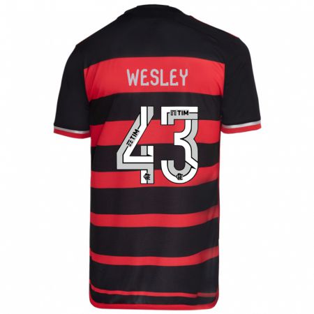 Kandiny Kinder Wesley #43 Rot Schwarz Heimtrikot Trikot 2024/25 T-Shirt