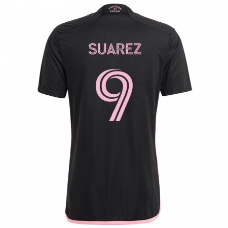 Kandiny Kinder Luis Suárez #9 Schwarz Auswärtstrikot Trikot 2024/25 T-Shirt