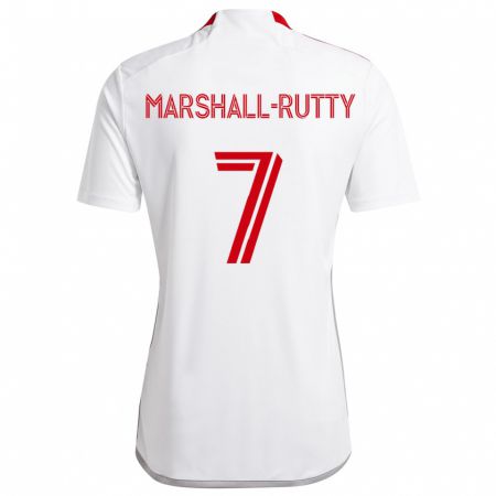 Kandiny Kinder Jahkeele Marshall-Rutty #7 Weiß Rot Auswärtstrikot Trikot 2024/25 T-Shirt