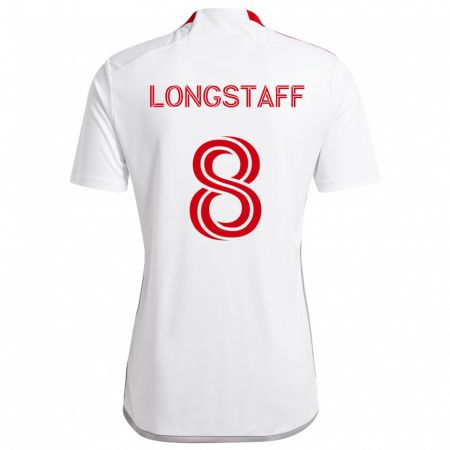 Kandiny Kinder Matty Longstaff #8 Weiß Rot Auswärtstrikot Trikot 2024/25 T-Shirt