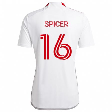 Kandiny Kinder Tyrese Spicer #16 Weiß Rot Auswärtstrikot Trikot 2024/25 T-Shirt