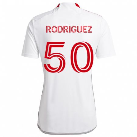 Kandiny Kinder Abraham Rodriguez #50 Weiß Rot Auswärtstrikot Trikot 2024/25 T-Shirt