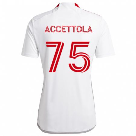 Kandiny Kinder Luca Accettola #75 Weiß Rot Auswärtstrikot Trikot 2024/25 T-Shirt