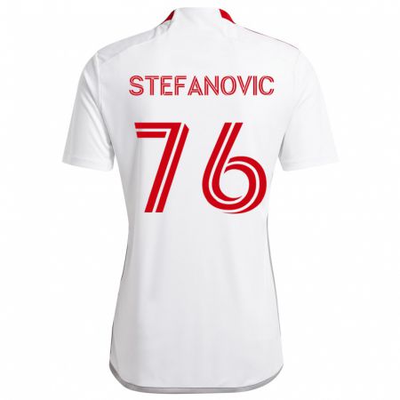 Kandiny Kinder Lazar Stefanovic #76 Weiß Rot Auswärtstrikot Trikot 2024/25 T-Shirt