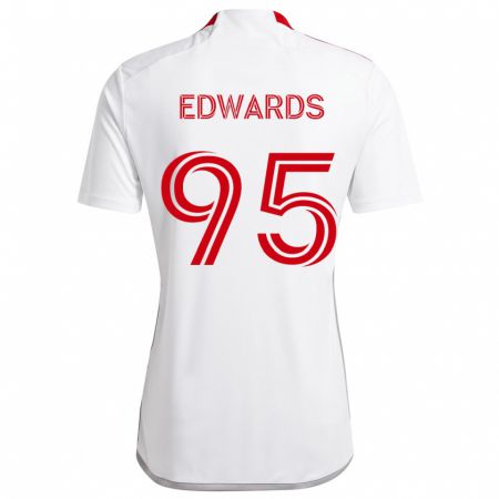 Kandiny Kinder Nathaniel Edwards #95 Weiß Rot Auswärtstrikot Trikot 2024/25 T-Shirt