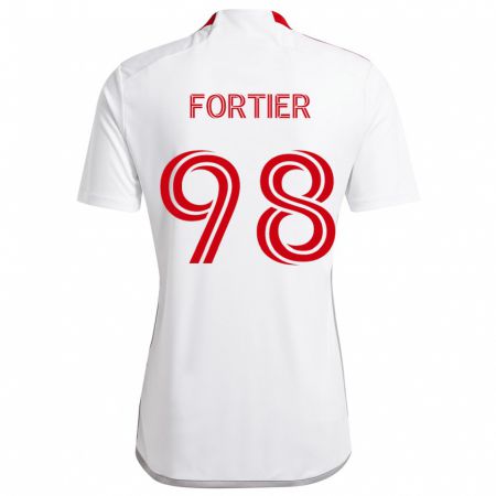 Kandiny Kinder Kristjan Fortier #98 Weiß Rot Auswärtstrikot Trikot 2024/25 T-Shirt