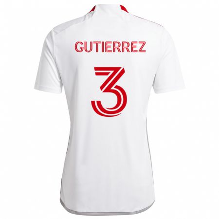 Kandiny Kinder Cristián Gutiérrez #3 Weiß Rot Auswärtstrikot Trikot 2024/25 T-Shirt