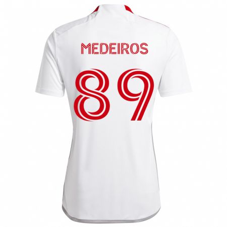 Kandiny Kinder Matthew Medeiros #89 Weiß Rot Auswärtstrikot Trikot 2024/25 T-Shirt