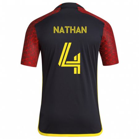 Kandiny Kinder Nathan #4 Rot Schwarz Auswärtstrikot Trikot 2024/25 T-Shirt