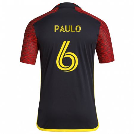 Kandiny Kinder João Paulo #6 Rot Schwarz Auswärtstrikot Trikot 2024/25 T-Shirt