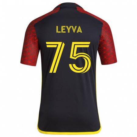 Kandiny Kinder Danny Leyva #75 Rot Schwarz Auswärtstrikot Trikot 2024/25 T-Shirt