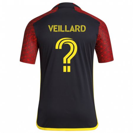 Kandiny Kinder Etienne Veillard #0 Rot Schwarz Auswärtstrikot Trikot 2024/25 T-Shirt