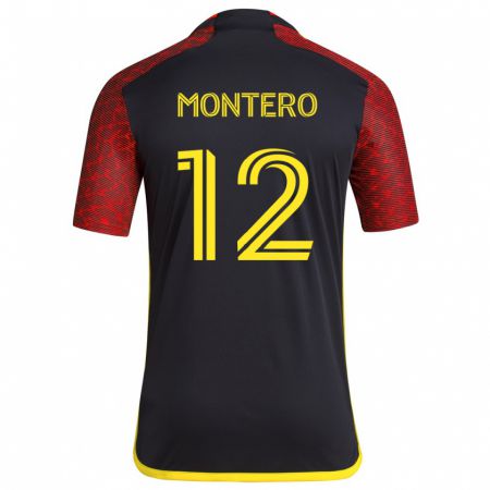 Kandiny Kinder Fredy Montero #12 Rot Schwarz Auswärtstrikot Trikot 2024/25 T-Shirt