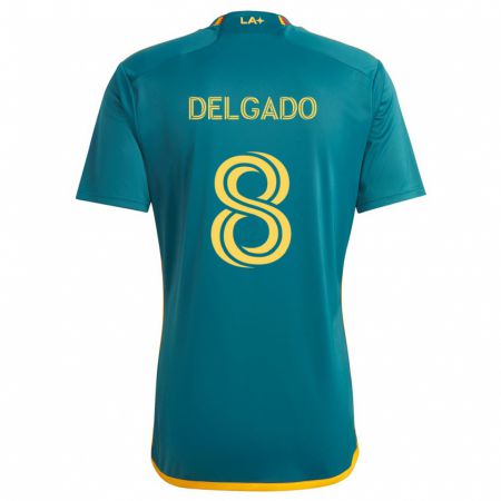 Kandiny Kinder Mark Delgado #8 Grün Gelb Auswärtstrikot Trikot 2024/25 T-Shirt