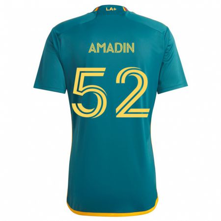 Kandiny Kinder Elijah Amadin #52 Grün Gelb Auswärtstrikot Trikot 2024/25 T-Shirt