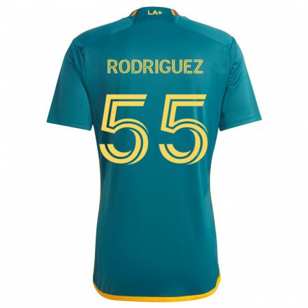 Kandiny Kinder Diego Rodriguez #55 Grün Gelb Auswärtstrikot Trikot 2024/25 T-Shirt